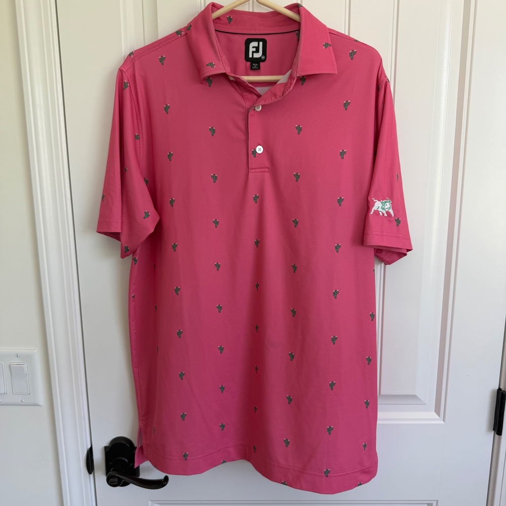Footjoy FJ Cactus Pink Short Sleeve‎ Polo Golf Men's Medium - Picture 2 of 7